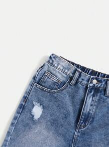 SHEIN 青少年男孩休閒牛仔褲 - 中等水洗藍 - 查看 6