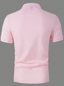 Manfinity Mode Men Patched Detail Polo Shirt - Pink - View 2