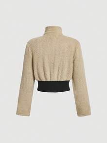 SHEIN MOD 女式拉鍊前毛絨夾克 - 白色 - 查看 2