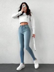 EURMUSE Women's Slim Fit Jeans - Blue - View 5