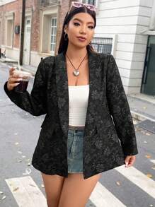 Flirla Hơn Hoa Dệt hoa Khăn quàng Áo vest - màu đen - Xem 4