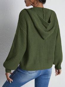 RueChic Drop Shoulder Zip Up Hooded Cardigan