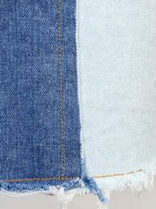 Denimoi 拼布磨边牛仔迷你裙 - 彩色 - 查看 8