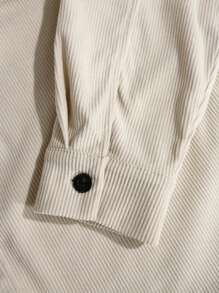 Manfinity Homme Men Dual Pocket Button Up Corduroy Jacket - Beige - View 3