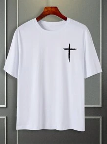 Manfinity Homme Men Cross Print Tee - White - View 6