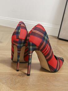Sexy Multicolor Plaid Pattern Evening High Heel Pumps - Multicolor - View 6