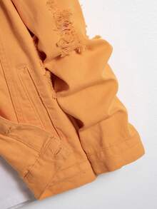 Manfinity Nam Rách Frayed Áo khoác denim Without Tee - trái cam - Xem 5