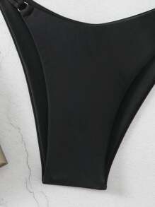 SHEIN Swim Summer Solid Color Bikini Set With Knot Back Design