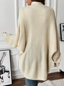 SHEIN LUNE 蝙蝠袖前打結開襟衫 - 杏色 - 查看 2