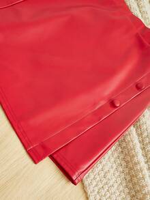 SHEIN Tween Girls' Asymmetrical Hem High Waist Skirt With Asymmetrical Design - Red - View 5