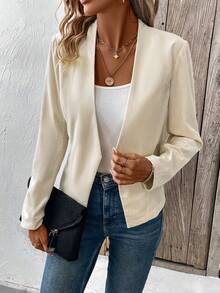 SHEIN LUNE Chất rắn Mở Mặt trước áo - Màu be - Xem 6