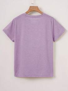 INAWLY Áo thun tay ngắn in khẩu hiệu và hoạt hình dành cho nữ It's Fine I'm Fine Everything Is Fine Áo thun họa tiết dành cho nữ - Màu Lilac Tím - Xem 2