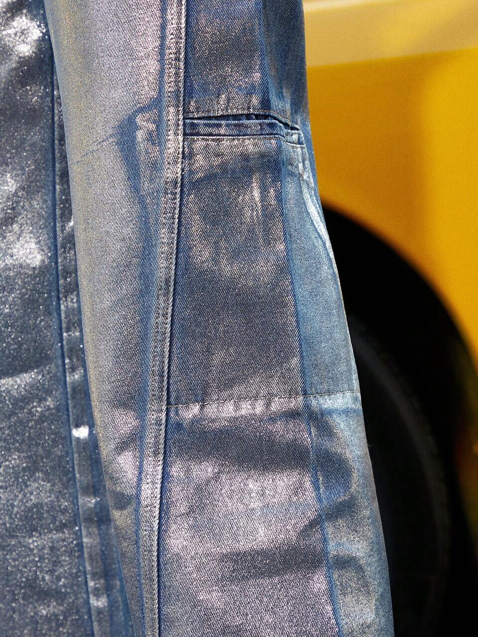 Metallic Seam Detail Wide Leg Jeans