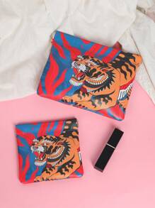 Magdalena Parfieniuk Artist Vacation Tiger Pattern Shrapnel Closure Storage Bag - Multicolor - View 1