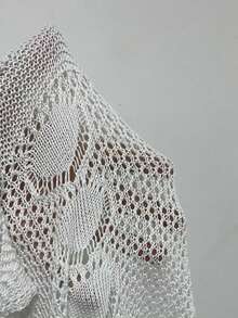 Solid Hollow Out Cover Up Dress Without Bikini Set - White - View 8