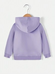RueChic Young Girls Sequin Butterfly Pattern Hoodie - Purple - View 2