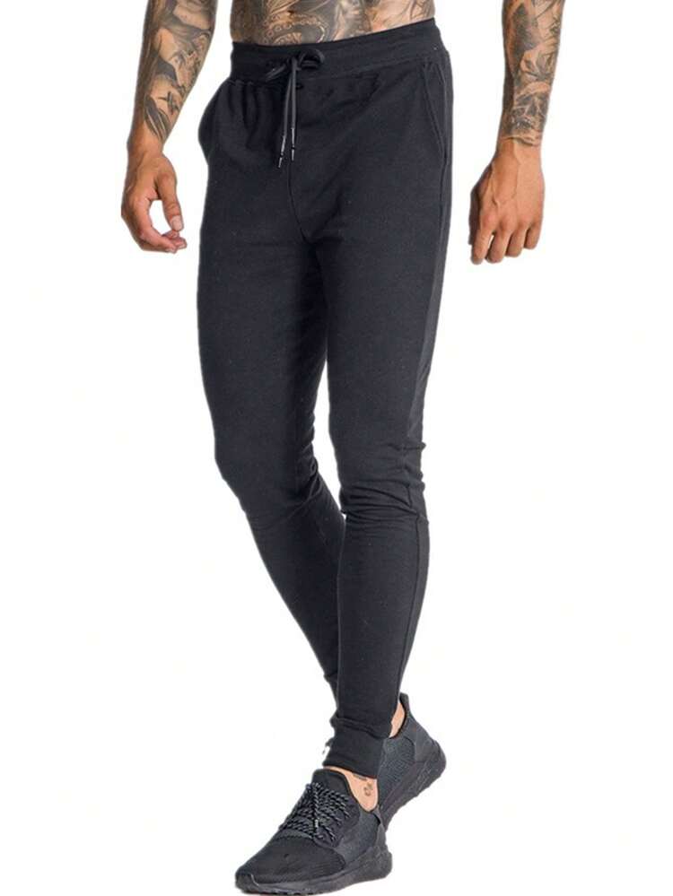 Men Drawstring Waist Sports Pants Sweat Pants