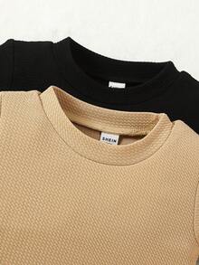 男嬰2入組字母補丁細節高低下擺T恤 - 彩色 - 查看 3