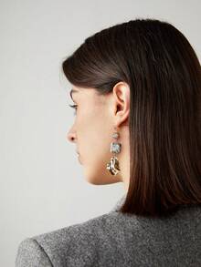 BizChic Một đôi Của Đơn giản Và Đúng mốt Người đi lại Hoa tai - Nhiều màu - Xem 3