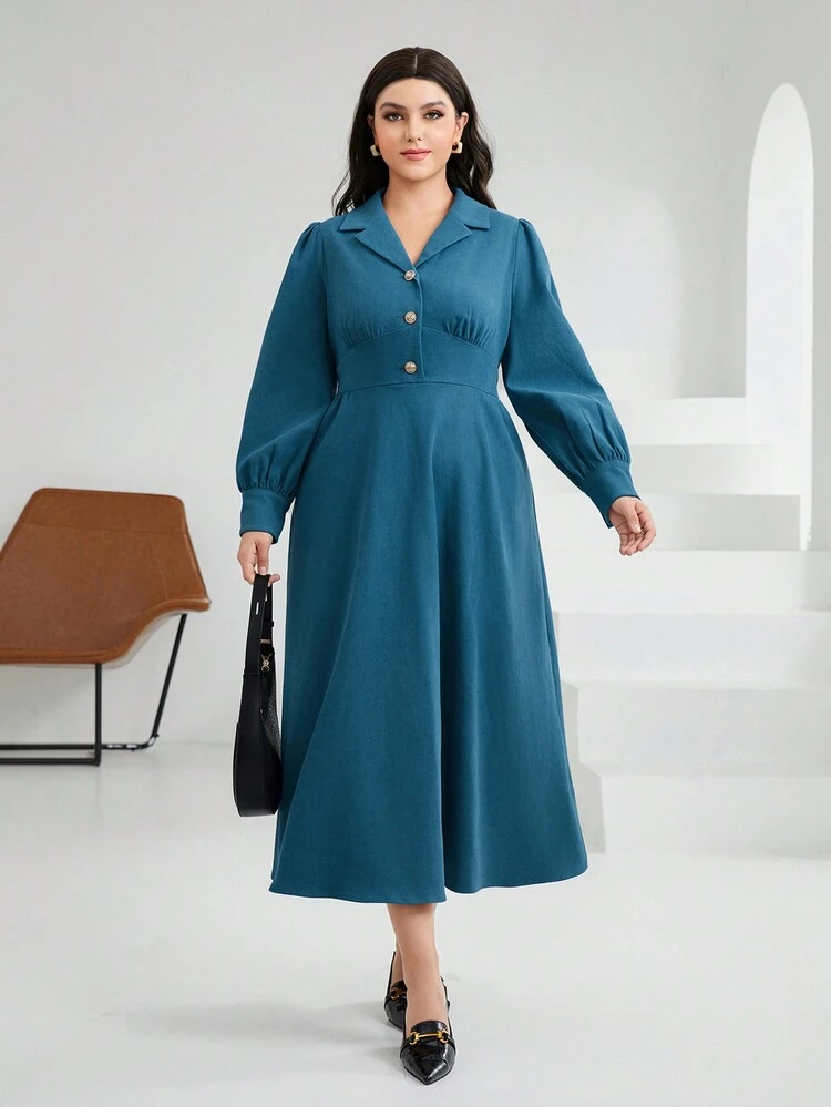 Plus Size Turn-down Collar Shirt Dress
