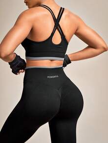 Đồ họa Chữ cái Áo lỗ Racer Set bộ đồ thể thao - Nhiều màu - Xem 7