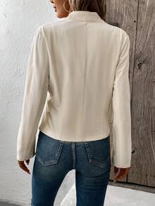 SHEIN LUNE Chất rắn Mở Mặt trước áo - Màu be - Xem 2