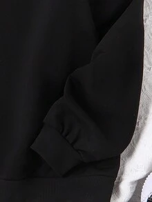 少女字母图案卫衣 - 黑色 - 查看 4