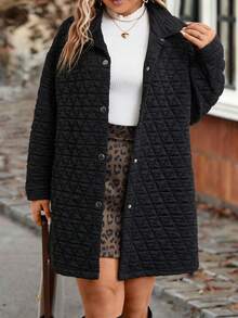 Talla grande Abrigo acolchado de hombros caídos - Albaricoque - Ver 4