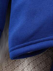 SHEIN Young Girl Crown & Letter Graphic Sweatshirt & Sweatpants - Blue - View 3