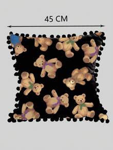 ROMWE Kawaii 1pc Bear Printed Pillow Cover - Multicolor - View 3