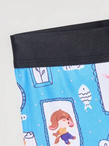 Funny Cute Blue Cartoon Knitted Fabric Boxer Briefs For Boys With Medium Stretch - Blue - View 3