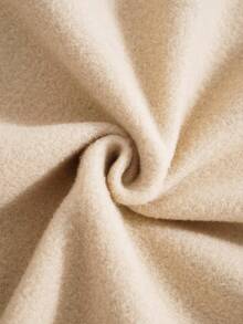 SHEIN EZwear 飲料&標語圖案加絨內裏運動衫 - 卡其色 - 查看 5