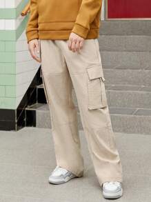 Manfinity Hypemode Loose Fit Men's Cargo Pants With Slant Pockets - Grey - View 3