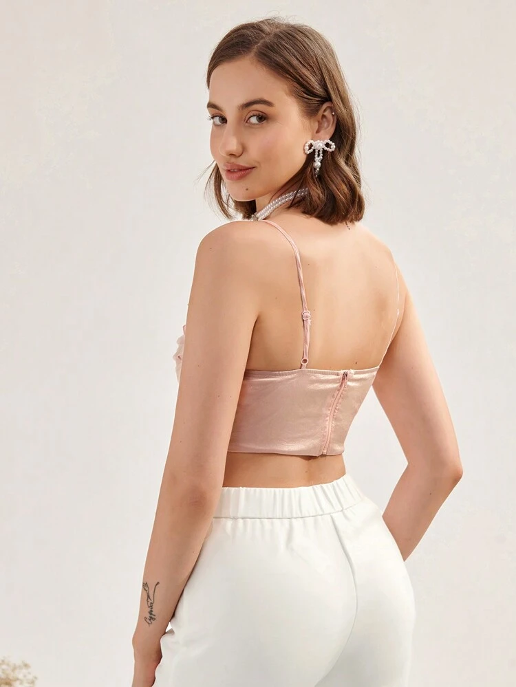 Ruched Front Crop Cami Top
