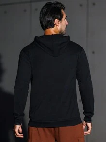 Gym Rark Men's Letter Printed Drawstring Hooded Sweatshirt For Sports Sweatshirt Men Sweatshirt - Black - View 2