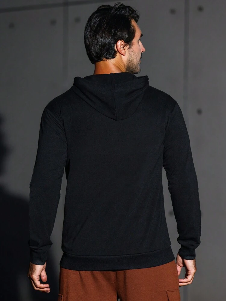 Men's Letter Printed Drawstring Hooded Sweatshirt For Sports Sweatshirt Men Sweatshirt