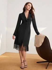 BizChic 西裝領流蘇下擺西裝洋裝