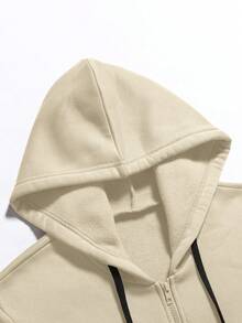 Manfinity EMRG Men's Character Pattern Zip-up Hoodie With Drop Shoulder And Drawstring - Apricot - View 4