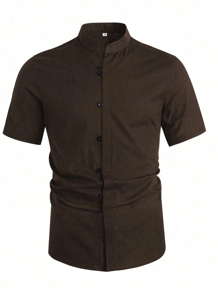 Men's Plus Size Stand Collar Shirt