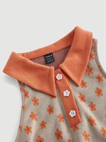 SHEIN MOD Vải in hoa Cổ Polo Crop Tank Top - Nhiều màu - Xem 4