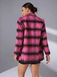 SHEIN Essnce Plaid Print Lapel Neck Blazer