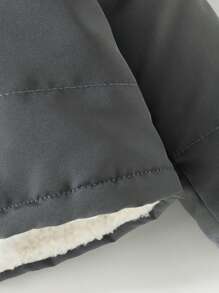 SHEIN Baby Boy Solid Hooded Teddy Lined Padded Coat