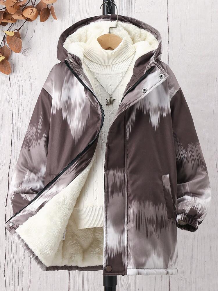 Tween Boy 1pc Tie Dye Teddy Lined Hooded Padded Coat