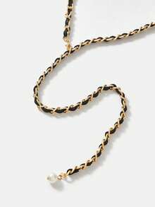 SHEIN Belle Faux Pearl Decorated Luxurious Waist Chain Elegant - Black - View 4