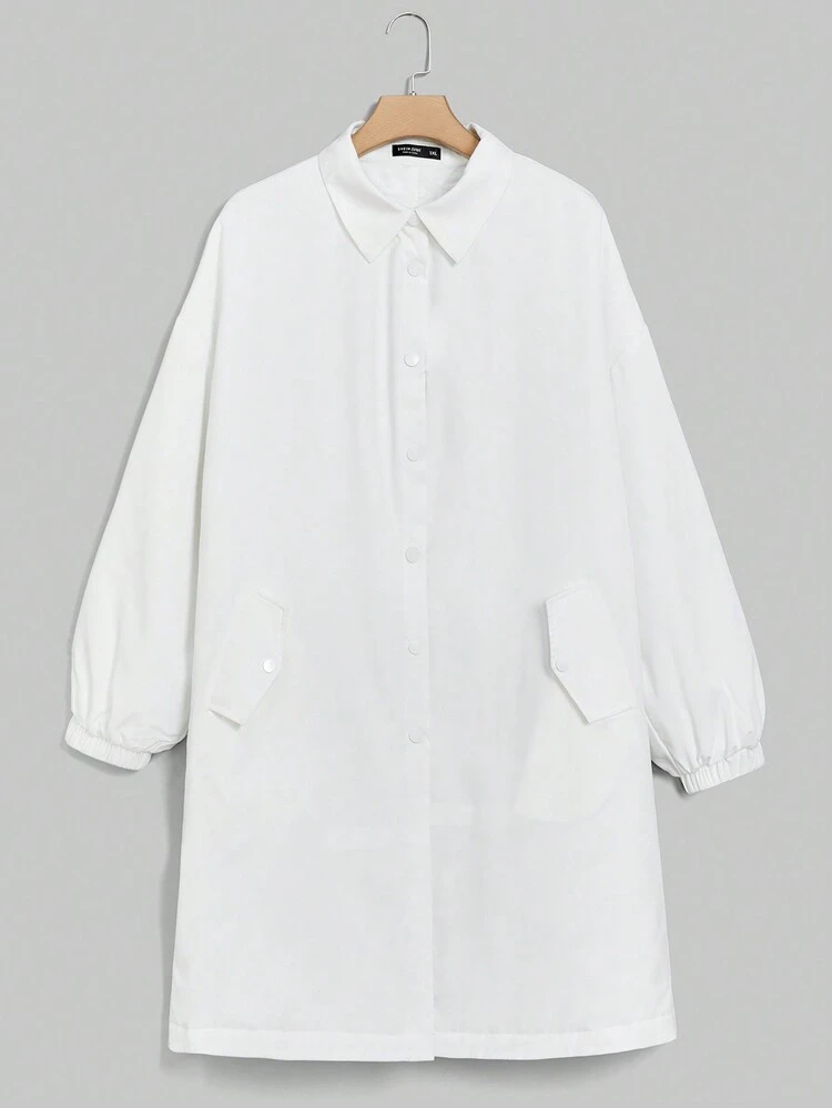 Plus Drop Shoulder Flap Detail Coat