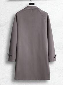 Manfinity Homme 1pc Loose Fit Men's Lapel Collar Single-Breasted Overcoat - Coffee Brown - View 2