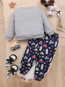 SHEIN 男嬰汽車印花衛衣和衛褲 - 彩色 - 查看 2