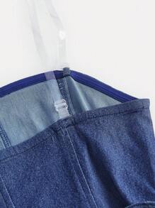 SHEIN MOD Lace Up Side Tube Dress Strapless Dress - Blue - View 4