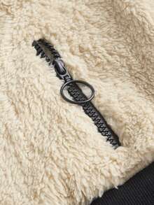 SHEIN MOD 女式拉鍊前毛絨夾克 - 白色 - 查看 3