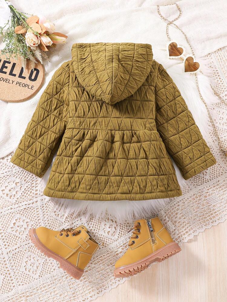Young Girl Bow Detail Dual Pocket Hooded Coat